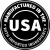 Manufactured in the USA with imported ingredients badge